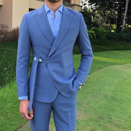 婚礼宴会休闲西服青年修身潮流西装两件套男